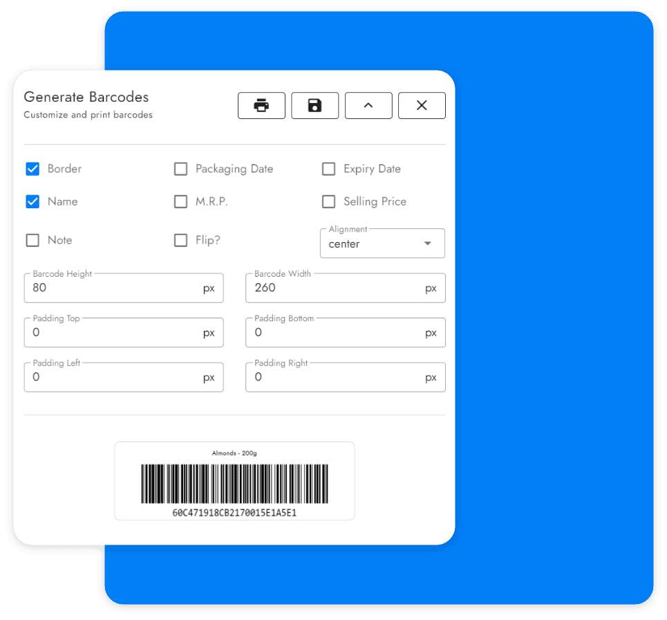 POS barcode generation